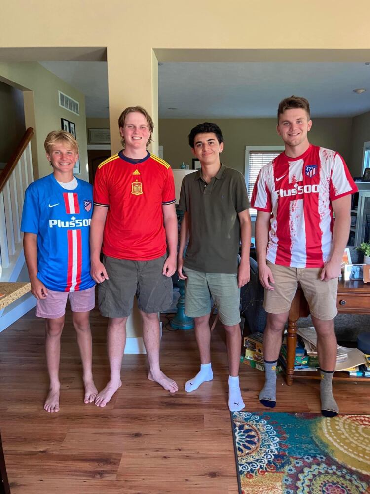 My host brothers with the soccer shirts I took them from Spain